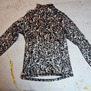 Hot Chillys XS Leopard Print 1/4 Zip Pullover Women’s Base Layer EUC